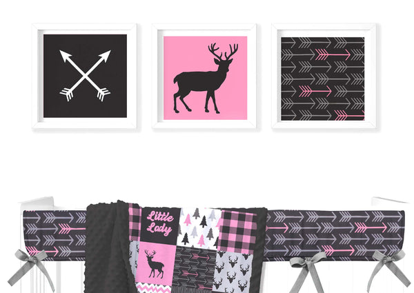 WOODLAND ART PRINTS (EW200 Deer, EW900 Arrows, EW905R Arrows) Printable Digital Nursery Art by Joomookie Hot Pink