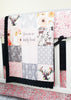 JOOMOOKIE FLORAL STAG PATCHWORK Minky Crib Set in Pink & Gray