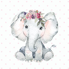 S006 Baby Elephant & Polka Dots Watercolour Design Block