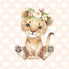 S008 Baby Lion & Hearts Watercolour Design Block