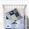 LITTLE ARROW WOODLAND PATCHWORK Minky Crib Set in Mint & Navy