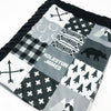 A JOOMOOKIE WOODLAND PATCHWORK Minky Blanket w/Bear in Black & White