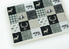 A JOOMOOKIE Antler WOODLAND PATCHWORK Minky Blanket w/Bear & Reindeer in Tan & Charcoal
