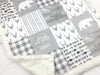 A JOOMOOKIE WOODLAND PATCHWORK Minky Blanket w/Bear in Gray