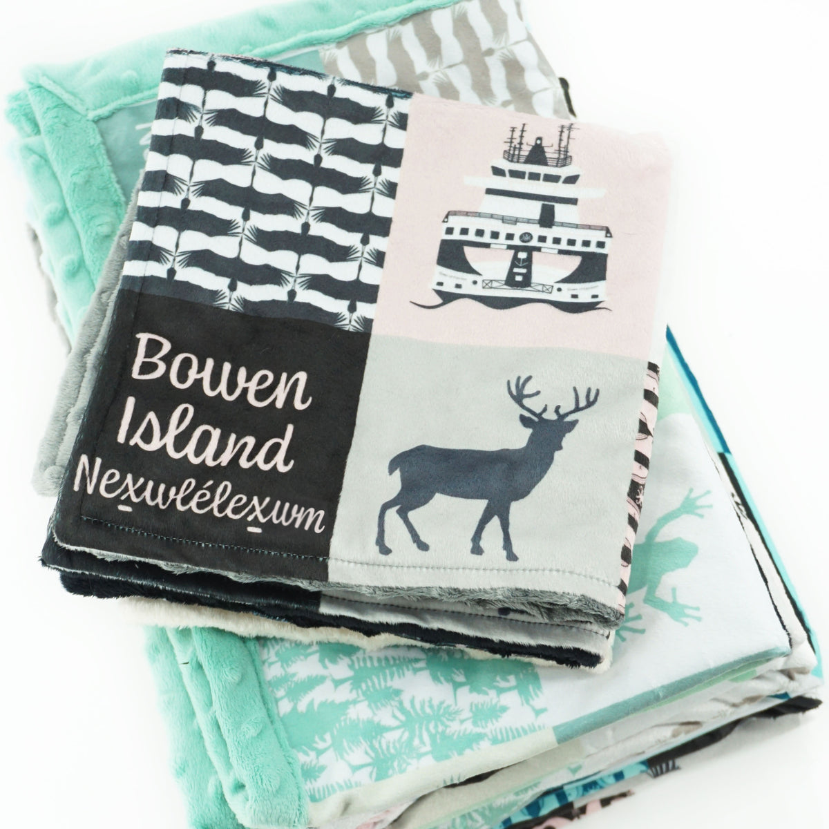 BOWEN ISLAND PATCHWORK Joomookie Minky Blanket Super Soft