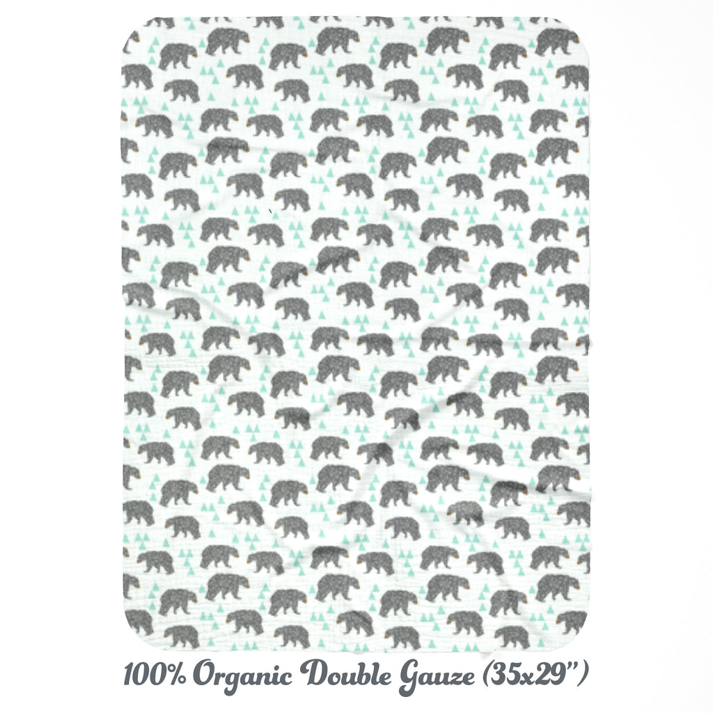TRIANGLE BEARS Joomookie Organic Receiving Blankets MINT