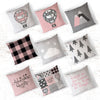 Joomookie Hot Air Balloon Minky Cushion Covers in Pink & Gray
